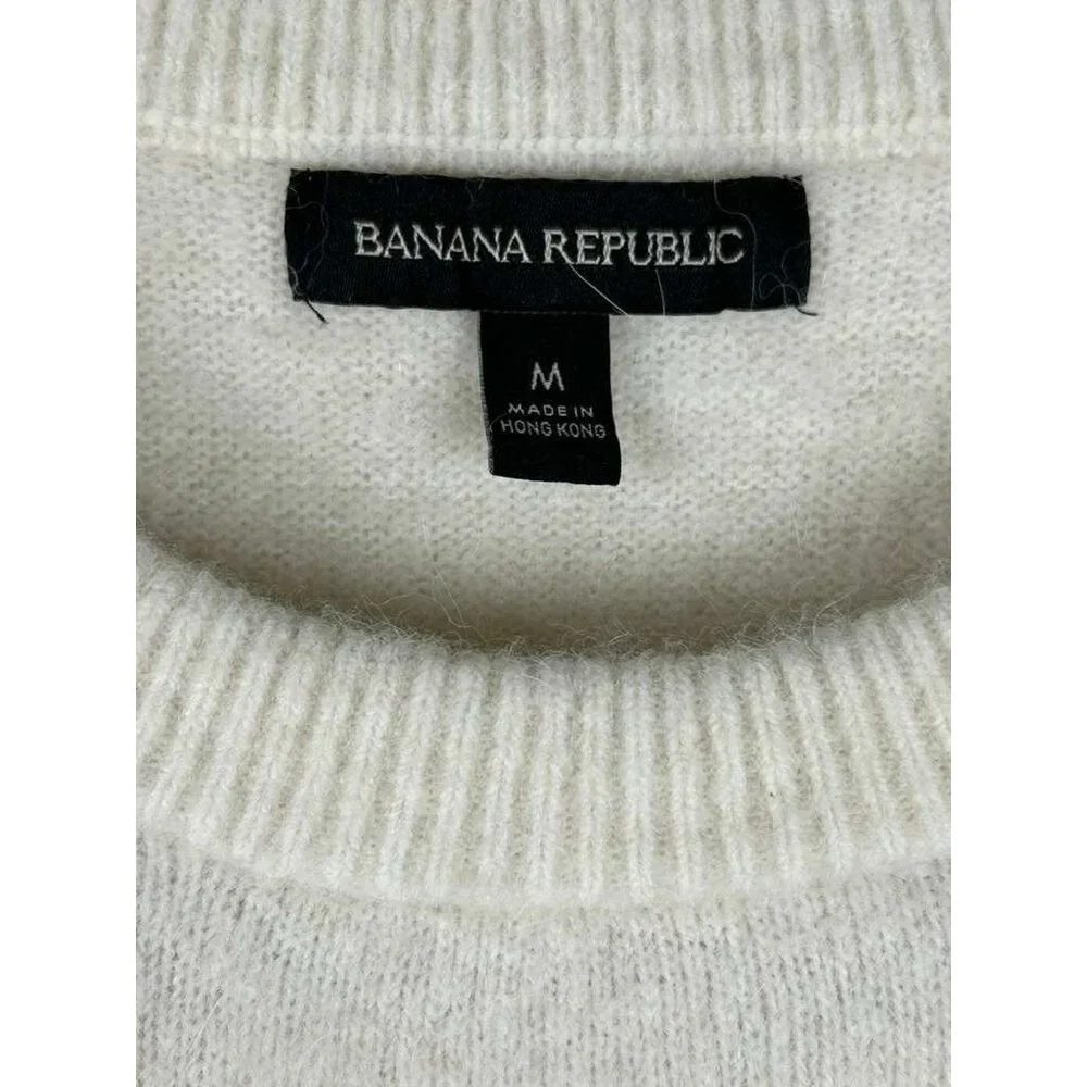 Banana Republic Women's Medium Stripe Puff Sleeve Wool & Alpaca Blend Sweater - Picture 10 of 12